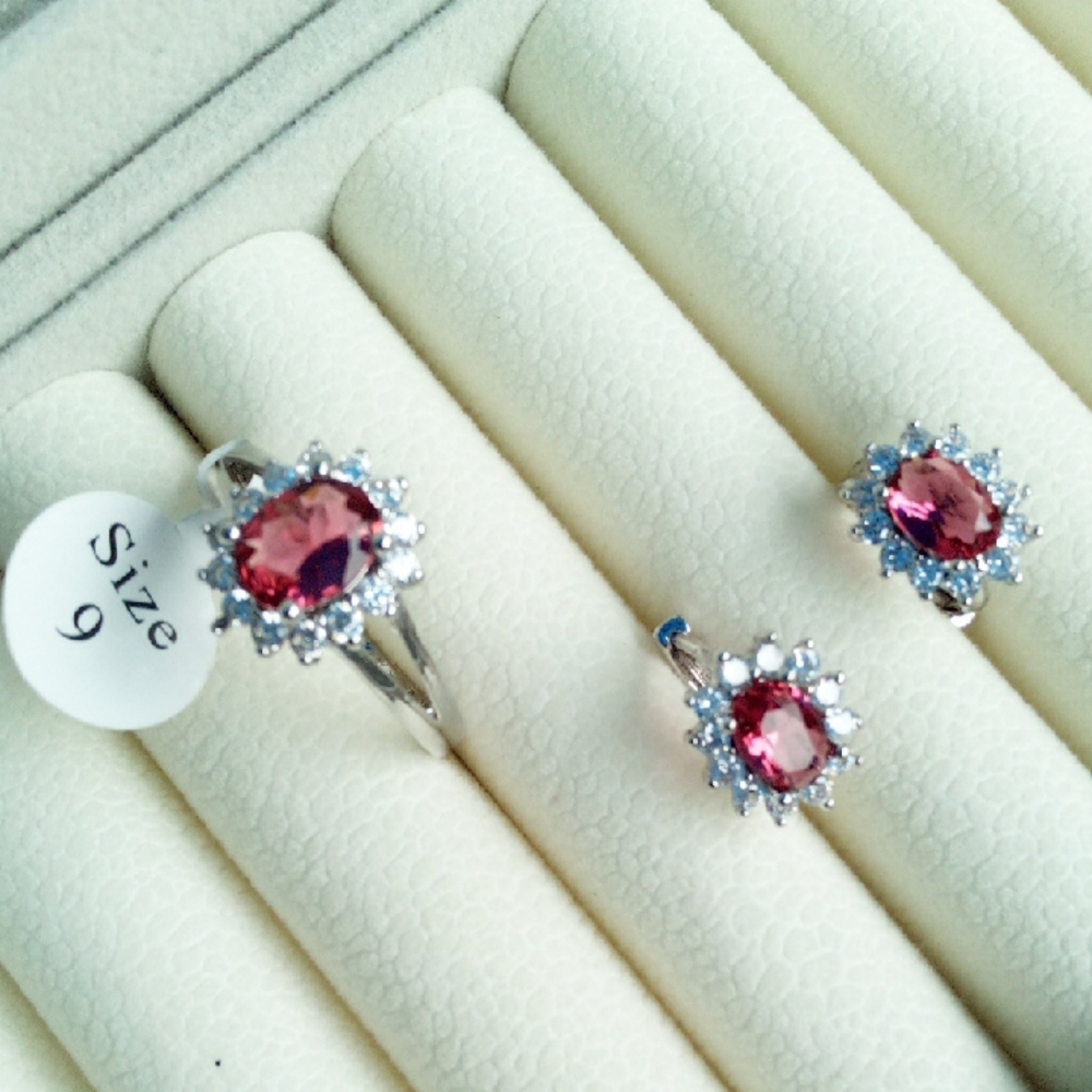 Elegant Pink and Silver Jewelry Set
